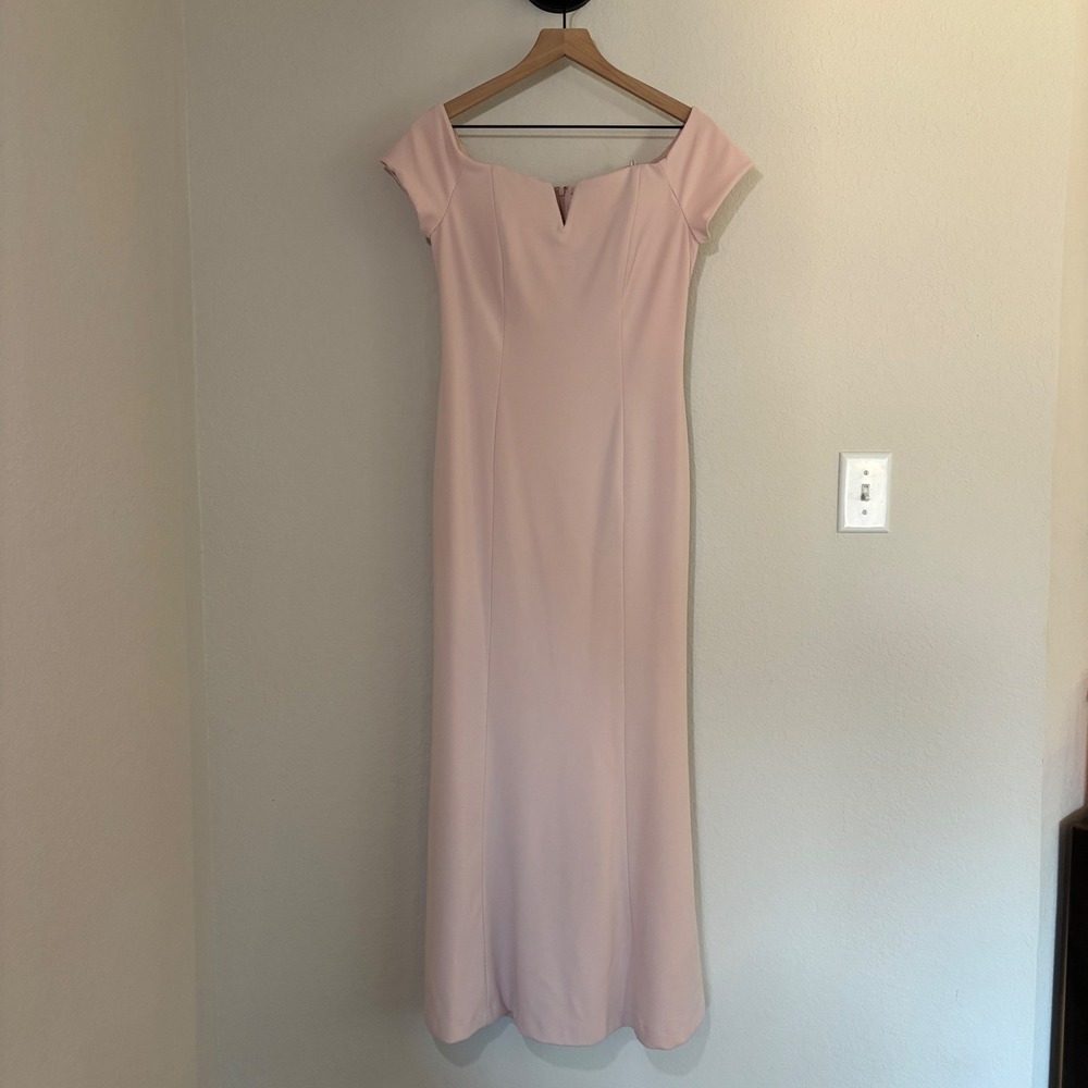 Calvin Klein Dress Gown 6 Stretch Crepe Pink Elegant Coquette Romantic Formal